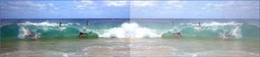 Two versions of a beach scene