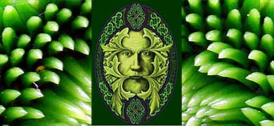 Green plant and pagan god